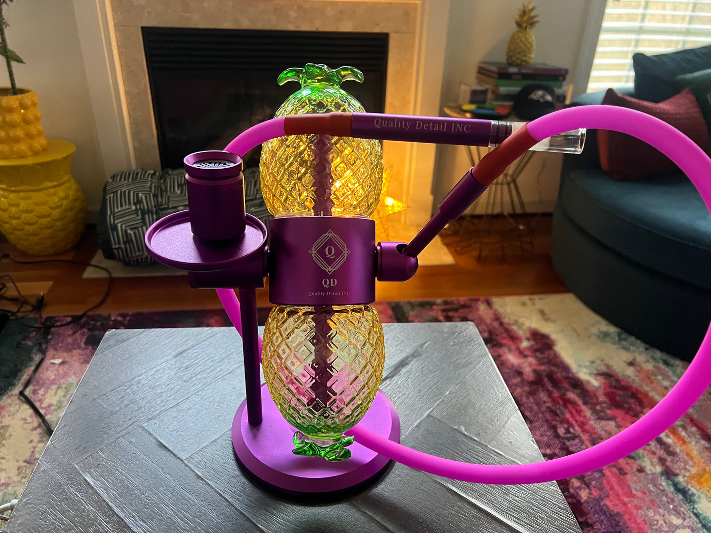 Purple Grape Pineapple Fusion Infuser 15 inch base stand. Rotating Metal Glass