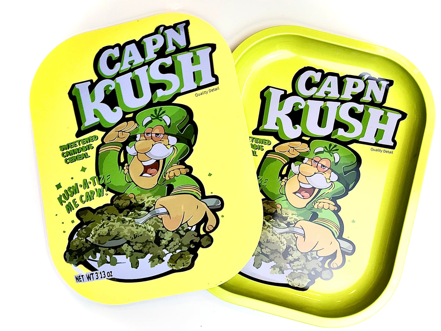 Cap'n Kush Rolling Tray With Magnetic Lid 7 x 5 Inch