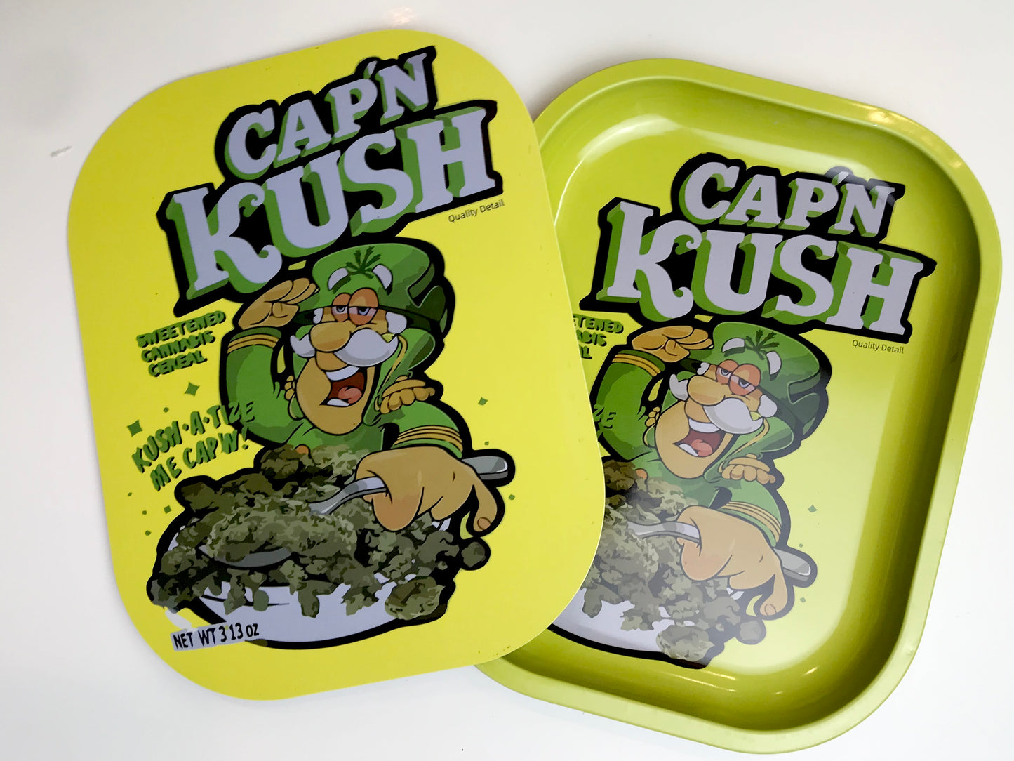 Cap'n Kush Rolling Tray With Magnetic Lid 7 x 5 Inch