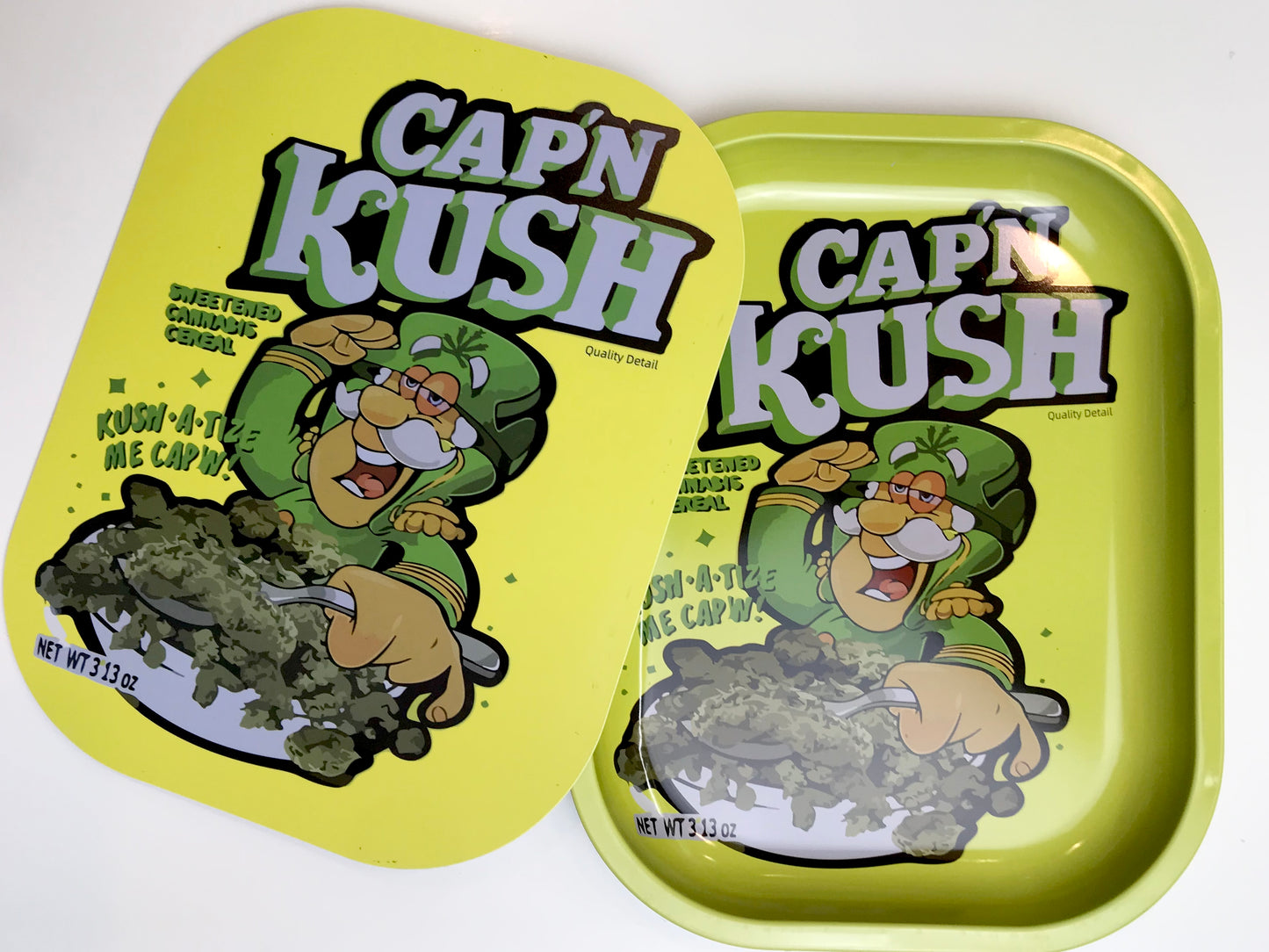 Cap'n Kush Rolling Tray With Magnetic Lid 7 x 5 Inch