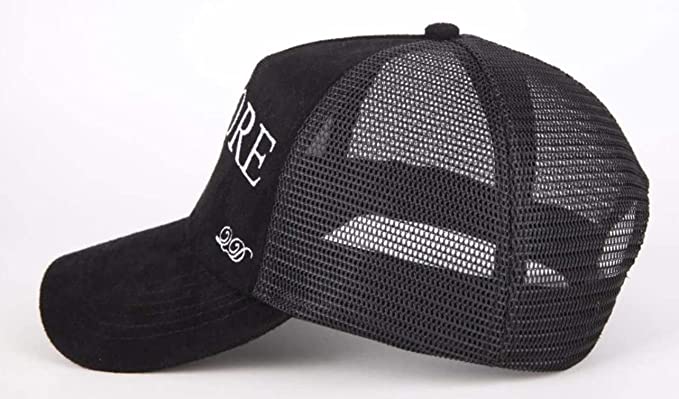 Quality Detail B More Baltimore Black and Suede 6 Panels Embroidery Trucker Cap