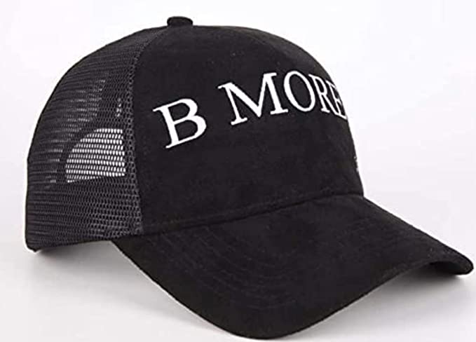Quality Detail B More Baltimore Black and Suede 6 Panels Embroidery Trucker Cap