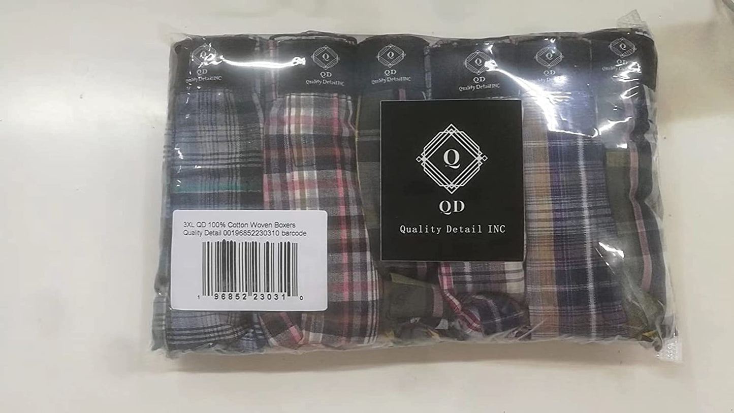 QD 100% Cotton ￼European ￼3 XL / US XL Woven Boxers Loose Fit